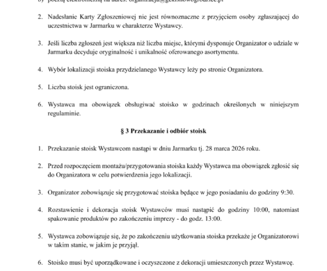 Jarmark Wielkanocny - Informacje organizacyjne