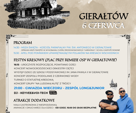Już niebawem ŚWIĘTO KRESOWE W GIERAŁTOWIE!