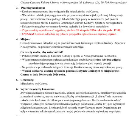 Zapraszamy do udziału w "Konkursie na Przydomowe Ozdoby Dożynkowe"! - Dożynki Czerna 2026
